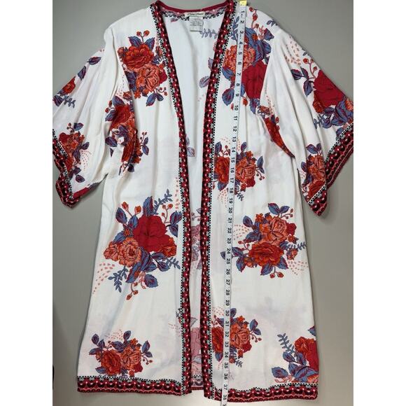 Flying Tomato Womens Floral Kimono SZ M L Cover Up Cruise Vacation Beach Duster - Picture 5 of 11